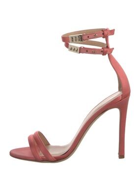 Brandon Maxwell Classic Double-Strap Ankle Wrap High Heel Sandal in Coral Pink